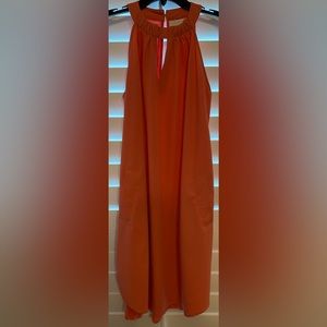 New York and Company Dress Round Neck Sleeveless Medium Color Coral‎